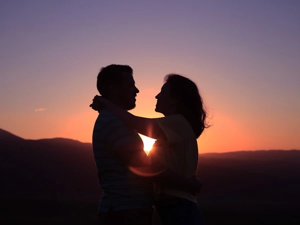 Couple silhouette at sunset